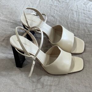 Reformation Ivory Strappy Block Heels